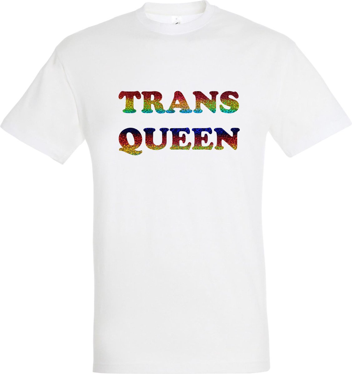 T-shirt Transqueen | Regenboog vlag | Gay pride kleding | Pride shirt | Wit | maat L